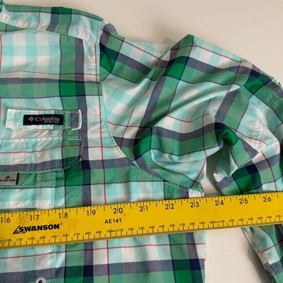 Columbia PFG Super Bahama Aqua Plaid Shirt L - Picture 6 of 10